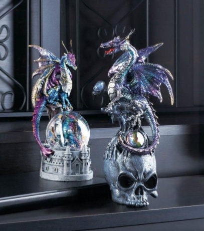 Dragon Figurines Collectible Gifts | Medieval Statue Fantasy Dragon Statuette for Table Home Decor, 10" H