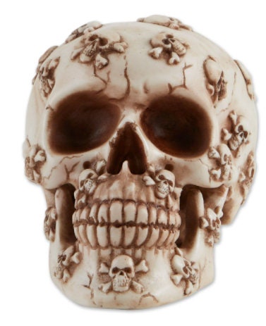 Grinning Dia Del Los Muertos Skull | Haunted Skeleton Halloween Props Decor | Scary Statue Figurine Collectible