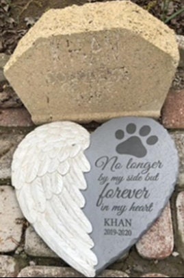Pet Memorial Stones Personalized, Indoor Outdoor Dog or Cat Garden Grave Marker, Loss of Pet Gift - Loss of Dog Gift, 12″ diameter