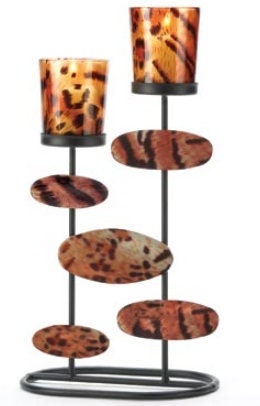 Tiger Print Modern Art Candleholder | Wild Life Art Canvas Home Decor and Wedding Centerpiece