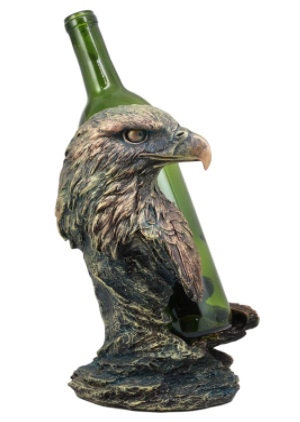 Antique Bronze Eagle Wine Bottle Holder Kitchen Countertop Decor, Wine Rack Tabletop, Wine Accessories and Gifts , 10" High