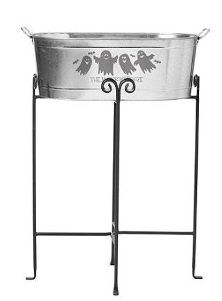 Personalized Trick-Or-Treat Galvanized Beverage Tub, Halloween Party Beverage Holder, Beverage Tub for Outdoor Parties, 20.75″x11.75″x7″