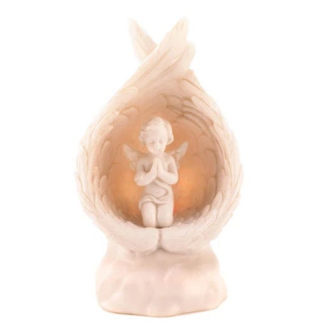 Angel Figurines, Statues & Blessed Cross, Spiritual Decorations for Home Garden, Religious Gift for Mom Dad Catholics, Christian, 4 Designs