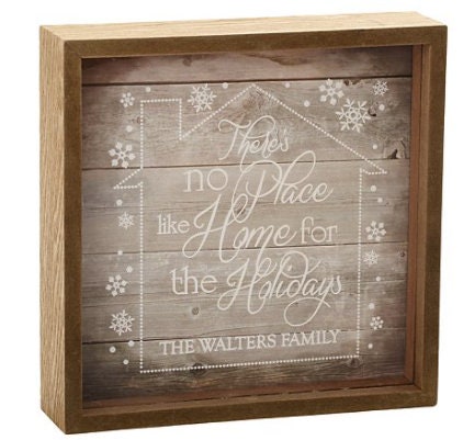 Lighted No Place Like Home for the Holidays Wooden Box, Christmas Gift for Parents, Table Top or Hung on a Wall, Battery Operated Wood Sign