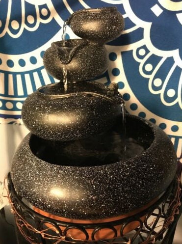 4-Tier Tabletop Water Fountain with Ultra Quiet Motor Pump | Portable Indoor Tabletop Waterfall Kit | Perfect for Zen Meditation, 10" Tall