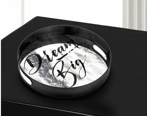 Antiqued Makeup Organizer or Serving Tray Black Silver, Mirrored Jewelry Dish, Bathroom Vanity Display, Christmas Gift for Girlfriend, Wife