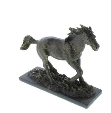 Wild Stallion Horse Figure Statue, Animal Sculpture Home Office Living Room Decor Display and Housewarming Collectible Gift, 11 inches long