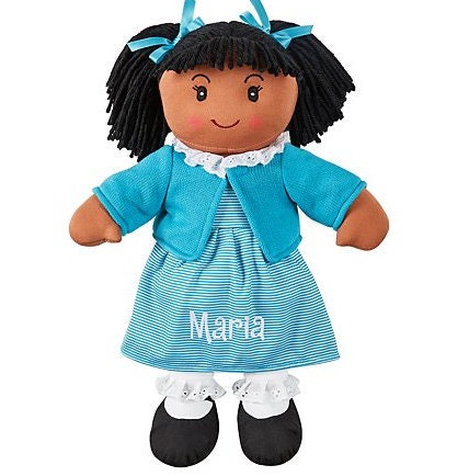 Personalized Rag Doll for Girls, Soft Plush, Sleeping Cuddle Buddy, Gift for Baby, Toddlers, Customize Kids Name, Stocking Stuffers, 15" H