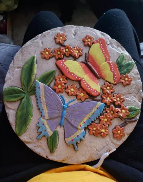 Butterfly Garden Decor, Decorative Stepping Stone for Lawn, Yard, Courtyard Entry, Garden Walk Way, Gift for Wife, Mom, Grandma
