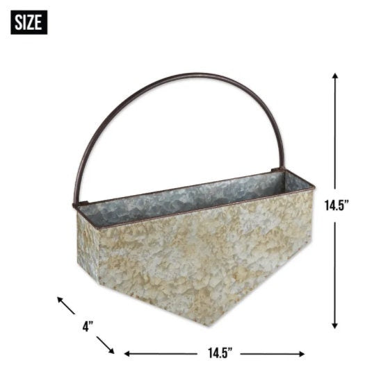 Galvanized Metal Wall Planter, Rustic Tin Flower, Herb, Greenery Holder, Indoor or Outdoor Farmhouse Geometric Decor, 3 Shapes Available