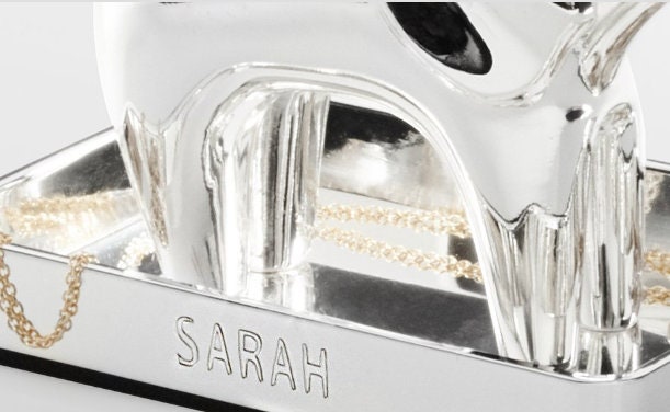 Elephant Ring Holder Personalized, Polished Silver Plate Jewelry Dish, Custom Name Wedding Christmas Gift for Women, Girlfriend, Mom