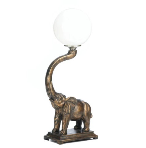 Trumpeting Elephant Table Lamp, Nightstand and Bedside Night Light, Cool Collectible Gift, 24.5" tall