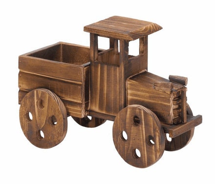 Rustic Antique Wood Planter, Succulent Pot | Plant Pot, Farmhouse Patio Decor, Natural Wood Grain, 8" High, Gardening Gift for Mom, Wife