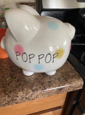 Personalized Ceramic Polka Dot Piggy Bank, Christmas Birthday Gift For Baby Kids, Girls, Boys, Nursery Decor, Custom Name, Large Size