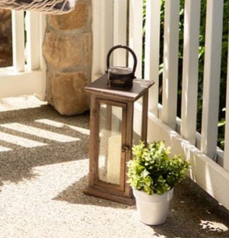 Lodge Wooden Lantern, Rustic Hurricane Candle Holder for Indoor Outdoor, Home, Garden, Wedding - Tabletop or Hanging, 15.75" High