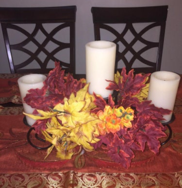 Decorative Candle Centerpiece, Black Metal Votive Candelabra, Centerpiece for Weddings, Parties, Dining Table, and Mantel, Fireplace,