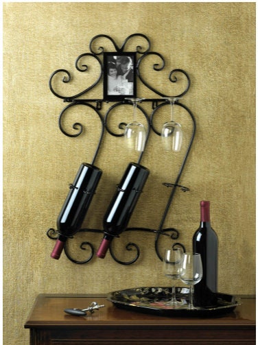 Wine Wall Rack Organizer For Three Bottle Wine and Glass Wine,
