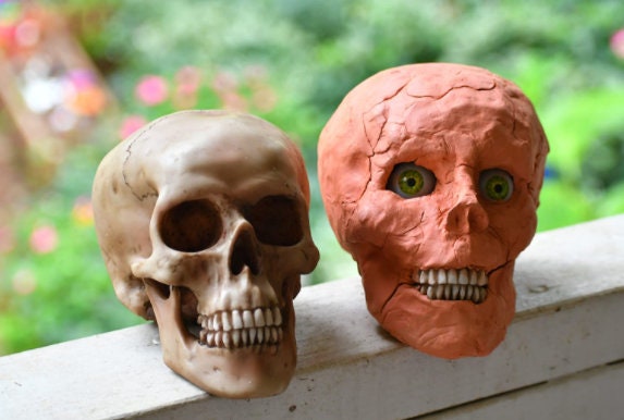 Realistic Skeleton Head, Party Prop, Bookshelf Living Room, Bedroom Decor, Cool Gothic Collectible Gift Ideas, Versatile Decoration, 4.5" H