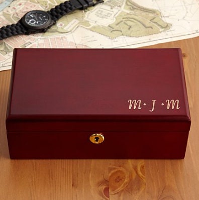 Solid Wooden Valet Box, Initials Engraved Keepsake Organizer Box, Gifts For Him, Father's Gifts, Gift Ideas