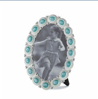 Gemstone Polished Sea-Colored Cabochon Photo Frame 4x6