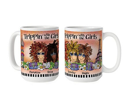 Fashion Gals " Trippin' With The Girls " Coffee Mug, Office Use Mug, For Friends, Travel Buddies, Best Friends Gifts Ideas