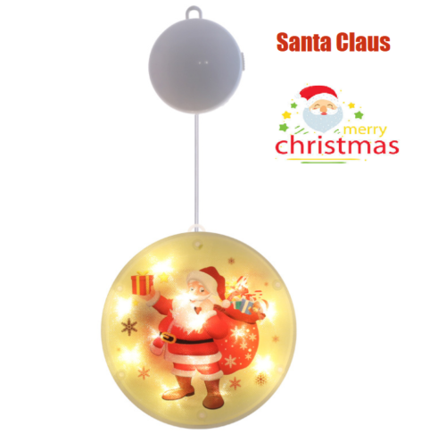 Christmas LED Windows Lamp Santa Ornament 5.5" Suction Cup Lamp Xmas Decor
