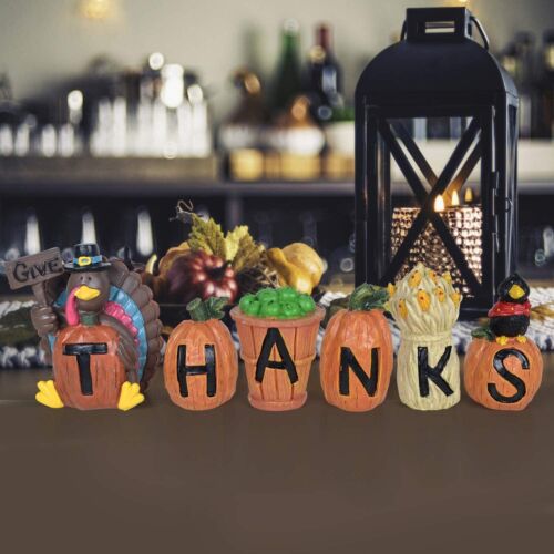 Thanksgiving Home Decoration Blocks Give Thanks 6 Pieces Hand-Paint