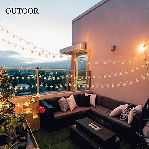 Snowflake Lights Outdoor 16ft 30led Window Christmas Lights 8 Modes Outdoor Snow