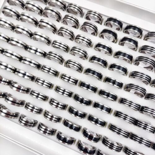20Pcs Stainless Steel Rings Unisex Trendy Classic Mixed Charm Jewelry