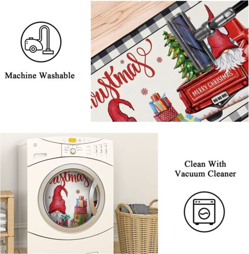 Christmas Runner Rug 2x6, Non-Slip and Washable Winter Holiday Floor Runner Area