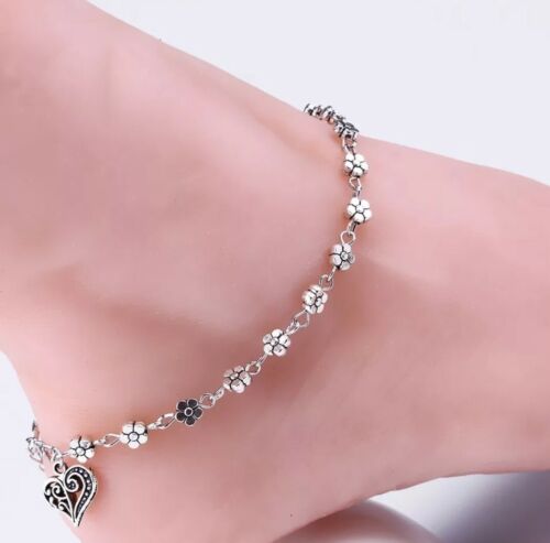Women's Fashion Jewelry Flower Anklet Heart Chain