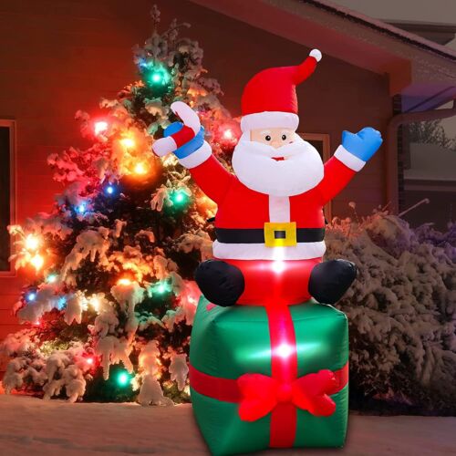 6ft Christmas Inflatable Santa Claus with LED Lights Blow Up Outdoor Yard Decor