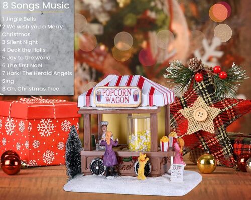 Christmas Village House, Popcorn Glow Music Village House with LED