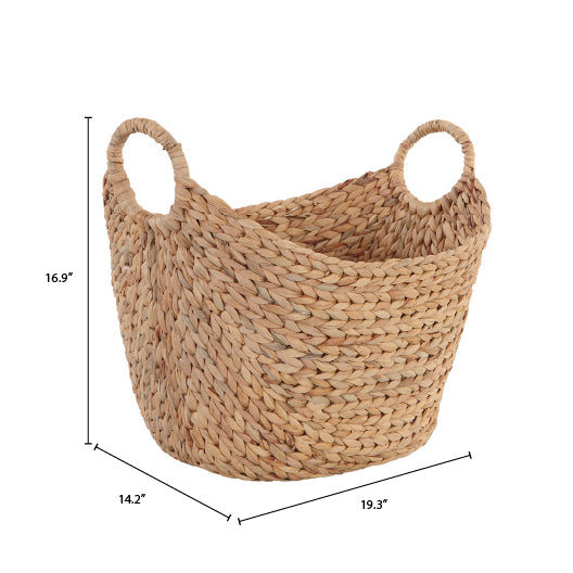 Large Natural Water Hyacinth Boat Basket, Set of 2