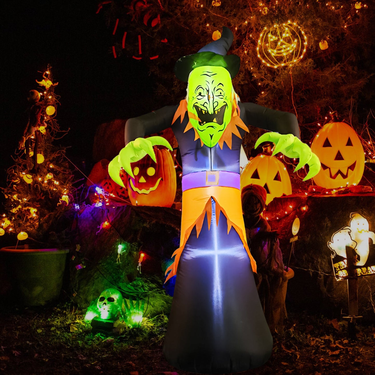 6 FT Halloween Inflatables Witch w/ LED