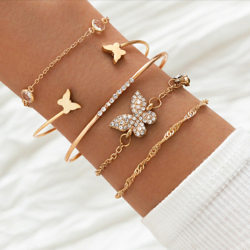 (5Pack)Gold Bracelets Set for Women