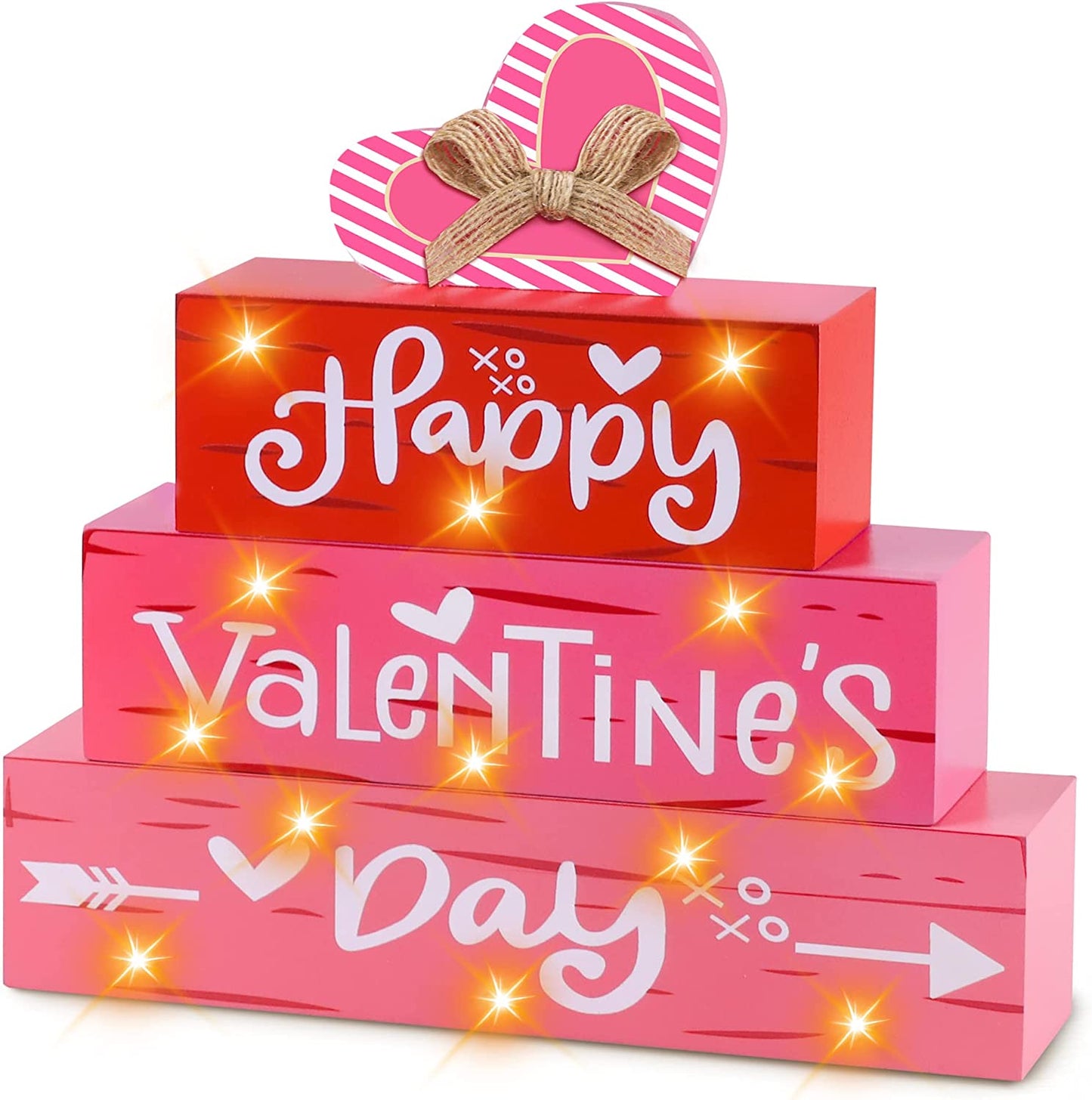 Valentine Wooden Block Sign with LED Lights