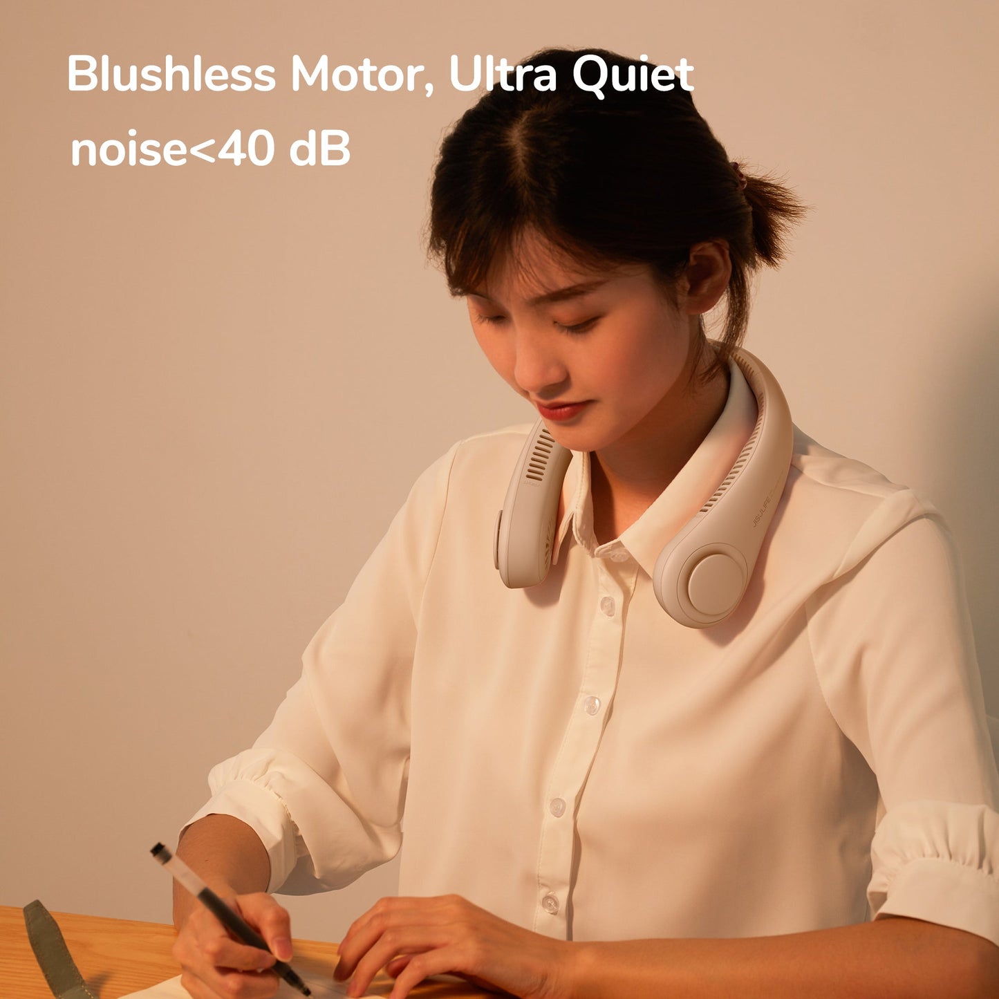 Portable Neck Fan, 4000 mAh Battery Powered Bladeless  w/ 3 Speeds