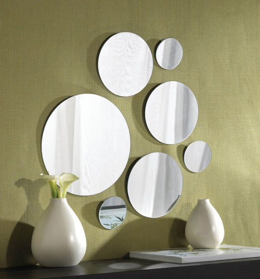 Set of 7 Round Mirrors, 9-inch, 6-inch & 3-inch