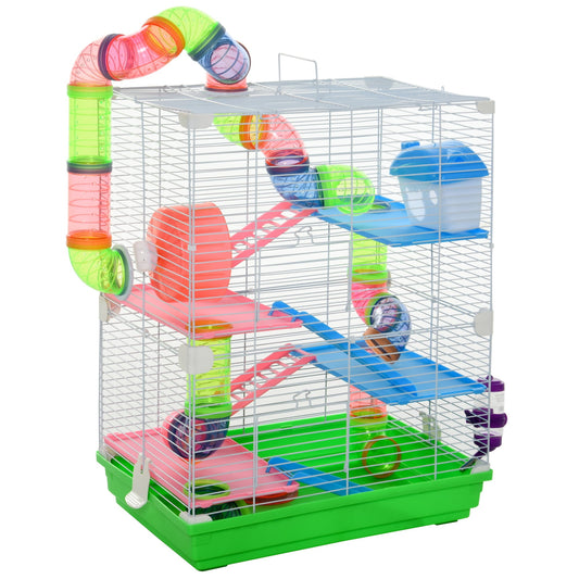 5-Level Hamster & Gerbil Cage Habitat Kit w/ Exercise Wheel & Play Tubes