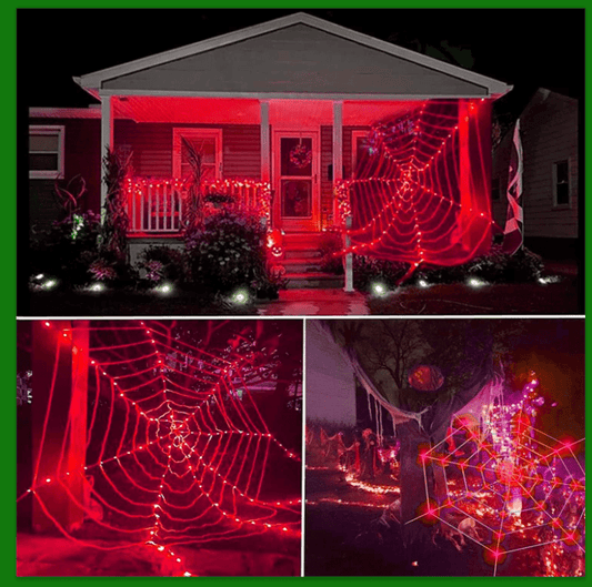 Halloween Decorations Spider-Web Lights 12FT Spider w/ Purple Lights/Red Lights
