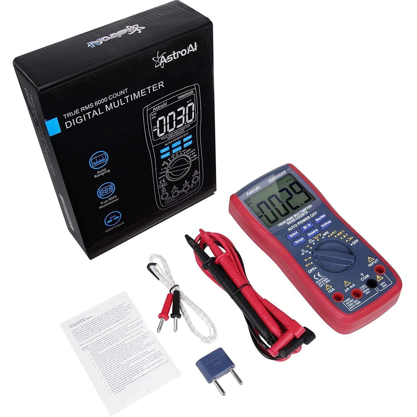 Digital Multimeter TRMS 6000 Counts Volt Meter Ohmmeter Auto-Ranging Tester