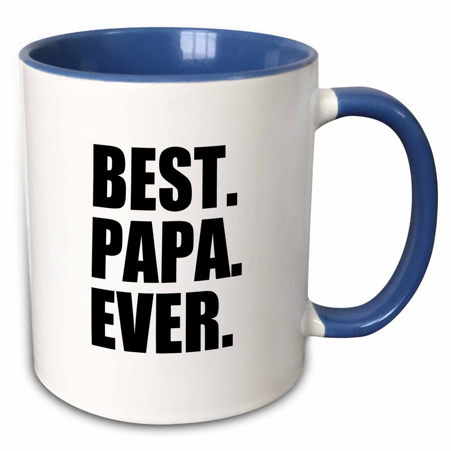 Best Papa Ever Gift for Fathers Day Black Text Blue Mug, 11-ounce