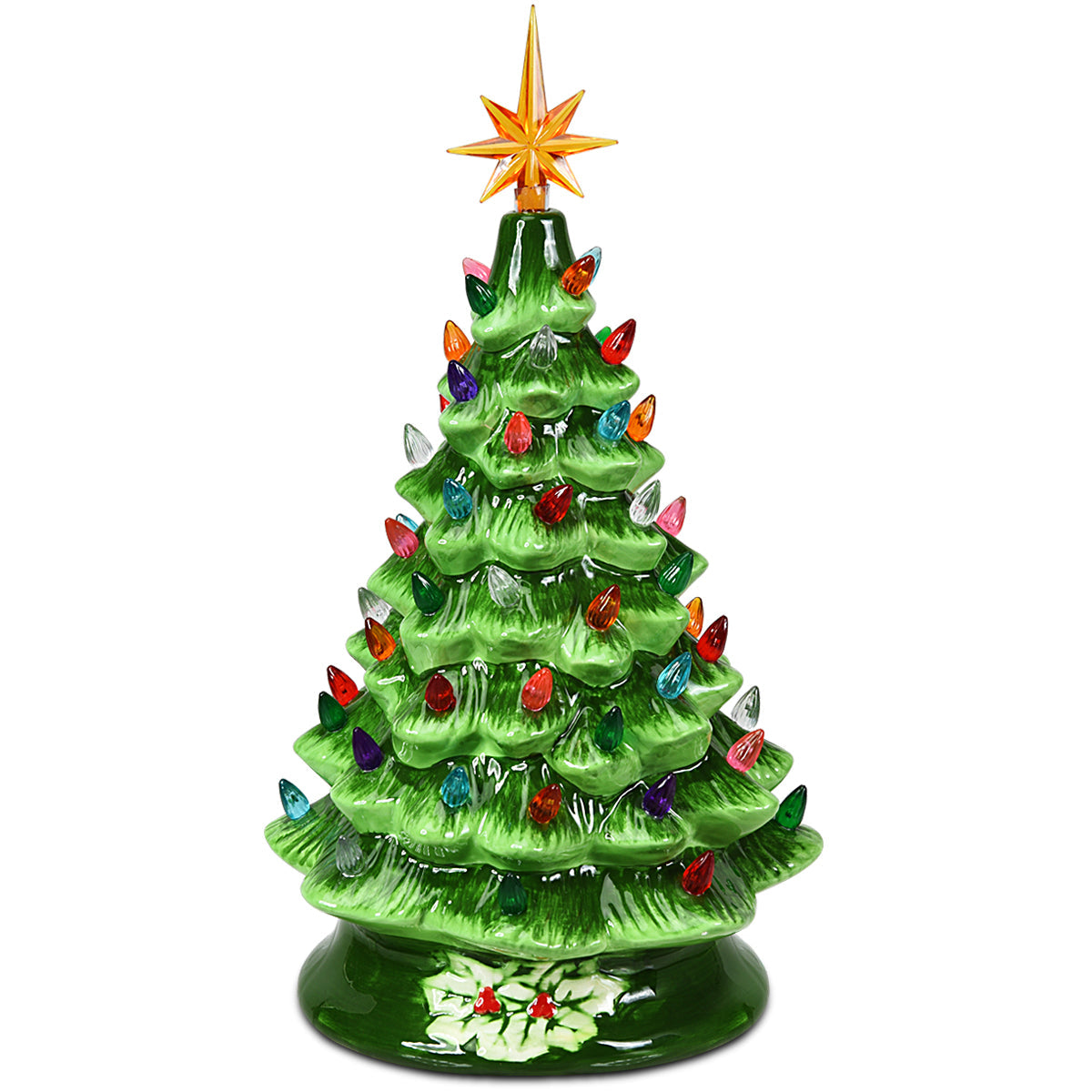 15''Pre-lit Hand-Painted Ceramic Tabletop Christmas Tree