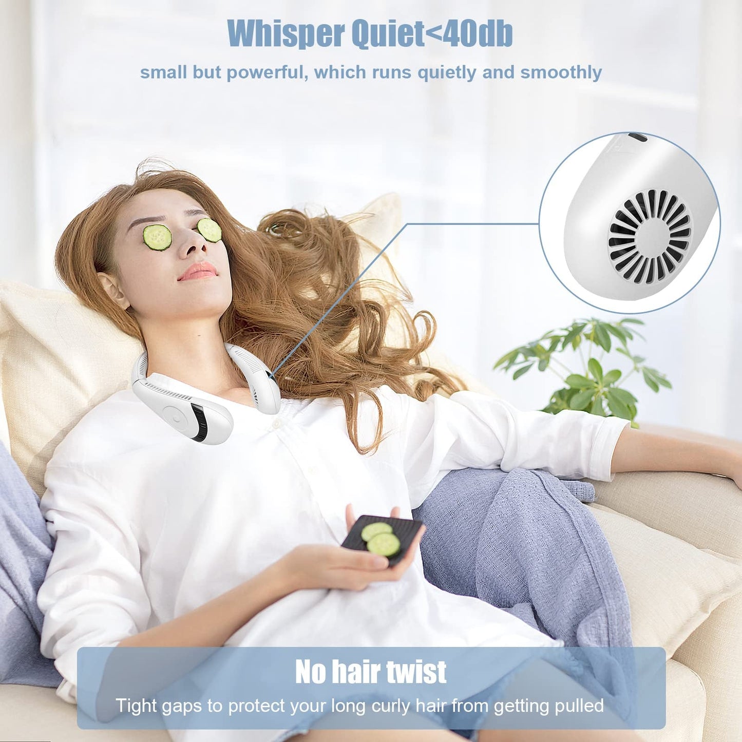 Portable Neck Fan,USB Rechargeable Hands Free Bladeless