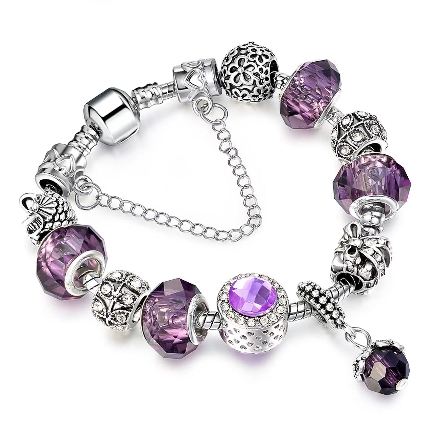 Women Crystal Beaded Bracelet Original Handmade Amethyst