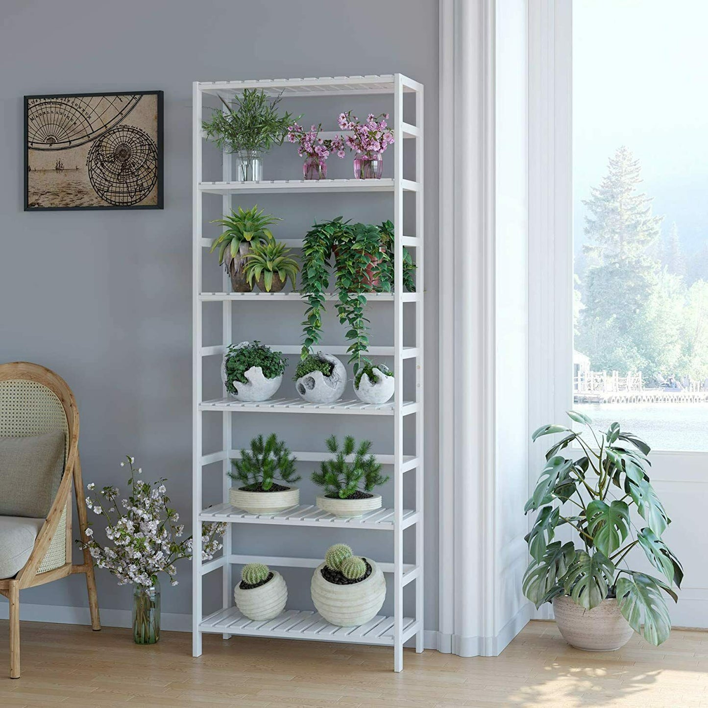 6-tier Tower Bamboo  Shelf  Bookcase