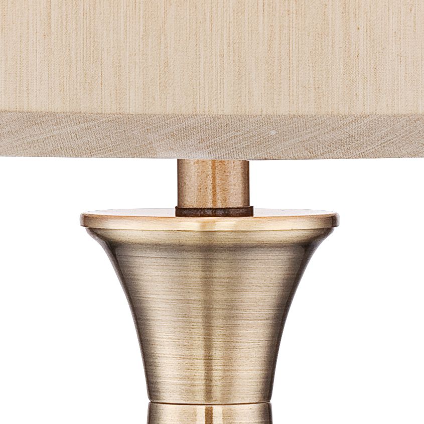 Table Lamps Set of 2 Antique Brass Metal Beige Drum Shade