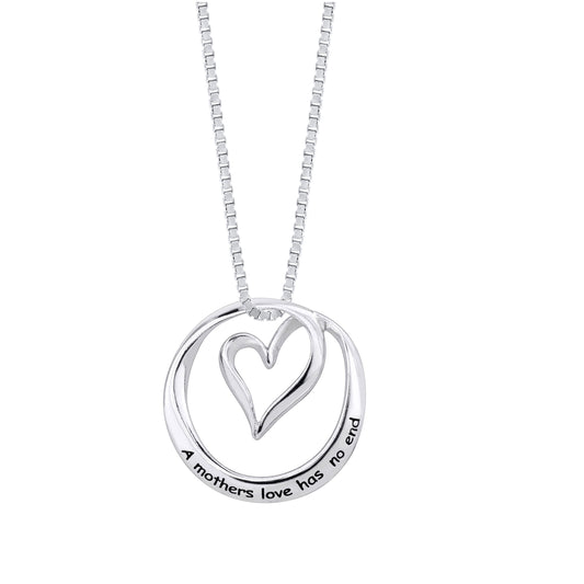 Sterling Silver "Open Heart Circle Pendant Necklace, 18" for Women