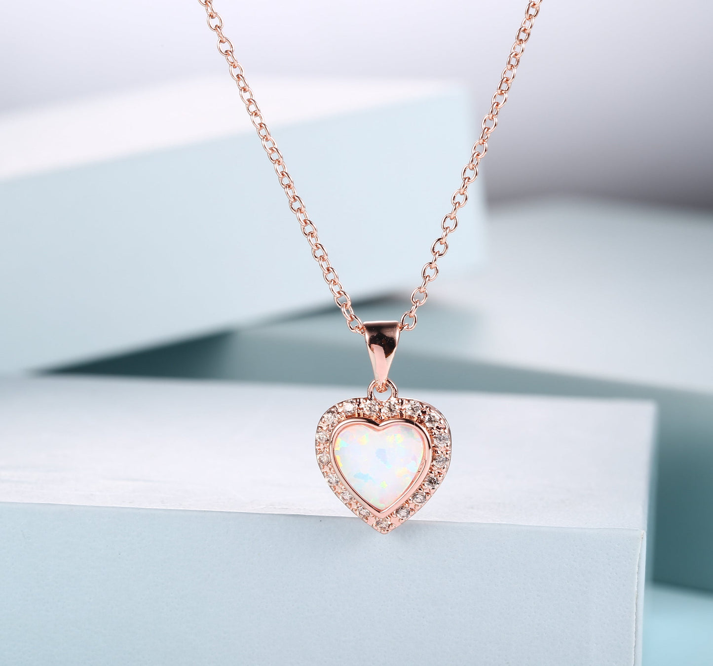 Heart Necklace for Women in 18k Rose Gold Overlay